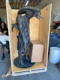 Bronze sculpture secured in a custom wooden crate